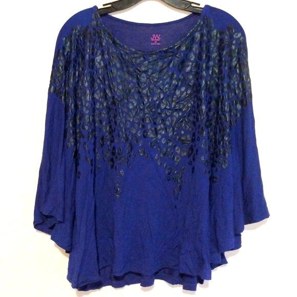 JW Tops - JW Statement Top Plus 2X Boho Statement Purple Jewel Tone Artwear Boho Chic Glam